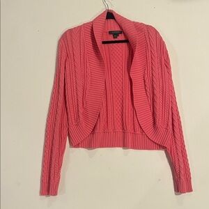 Lauren Ralph Lauren Open Front Cable Knit Pink Cardigan XL